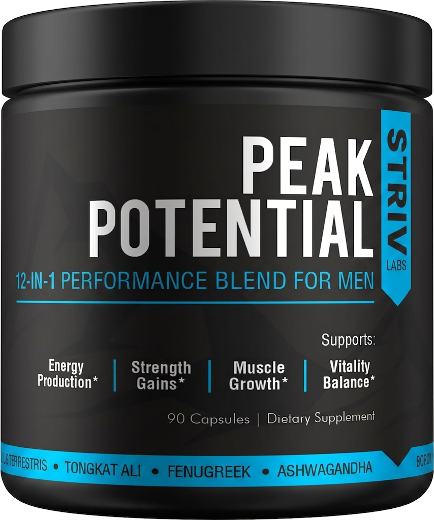 STRIV LABS Peak Vitality 10-in-1 Advanced Testosterone Blend - Free Testosterone, Daily Drive, Male Vitality & Physical Strength Support...