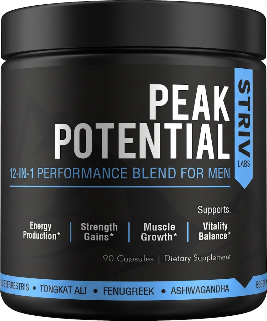 STRIV LABS Peak Vitality 10-in-1 Advanced Testosterone Blend - Free Testosterone, Daily Drive, Male Vitality & Physical Strength Support...