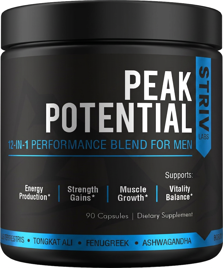 STRIV LABS Peak Vitality 10-in-1 Advanced Testosterone Blend - Free Testosterone, Daily Drive, Male Vitality & Physical Strength Support...