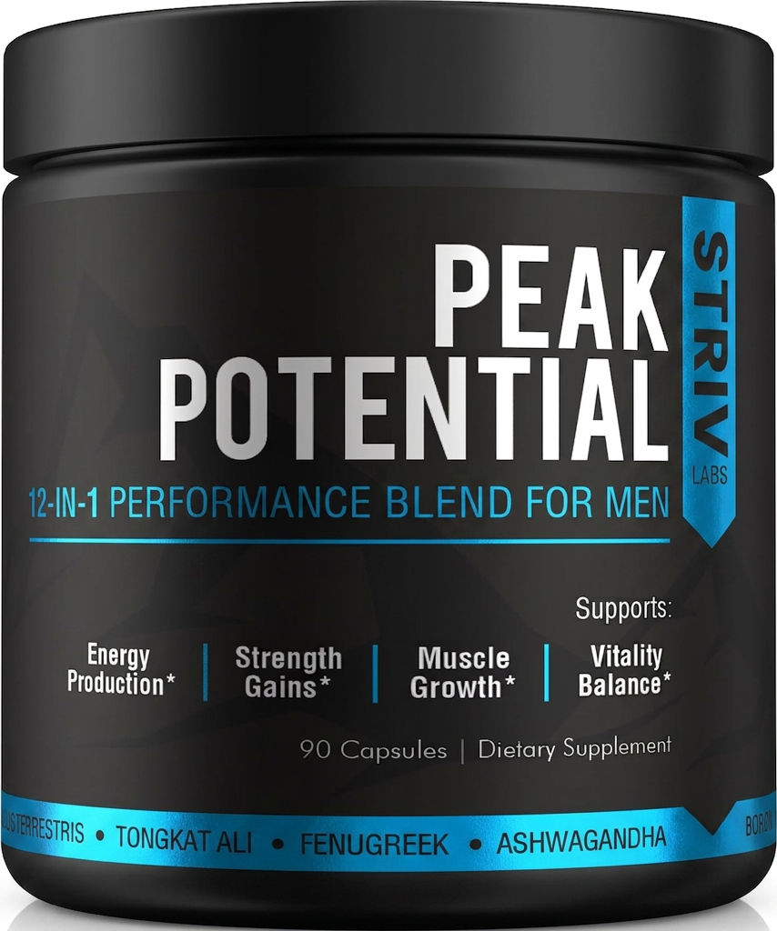 STRIV LABS Peak Vitality 10-in-1 Advanced Testosterone Blend - Free Testosterone, Daily Drive, Male Vitality & Physical Strength Support...