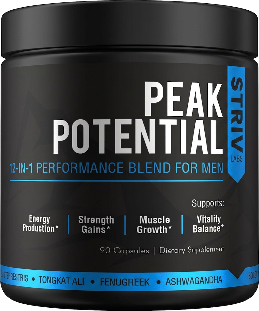 STRIV LABS Peak Vitality 10-in-1 Advanced Testosterone Blend - Free Testosterone, Daily Drive, Male Vitality & Physical Strength Support...