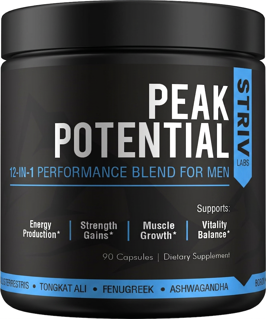 STRIV LABS Peak Vitality 10-in-1 Advanced Testosterone Blend - Free Testosterone, Daily Drive, Male Vitality & Physical Strength Support...