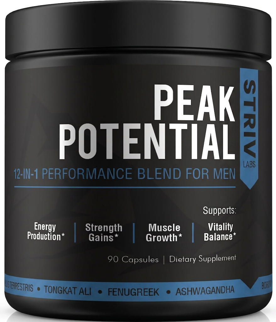 STRIV LABS Peak Vitality 10-in-1 Advanced Testosterone Blend - Free Testosterone, Daily Drive, Male Vitality & Physical Strength Support...