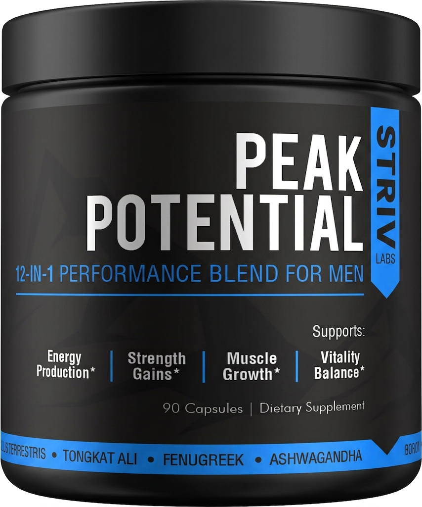 STRIV LABS Peak Vitality 10-in-1 Advanced Testosterone Blend - Free Testosterone, Daily Drive, Male Vitality & Physical Strength Support...