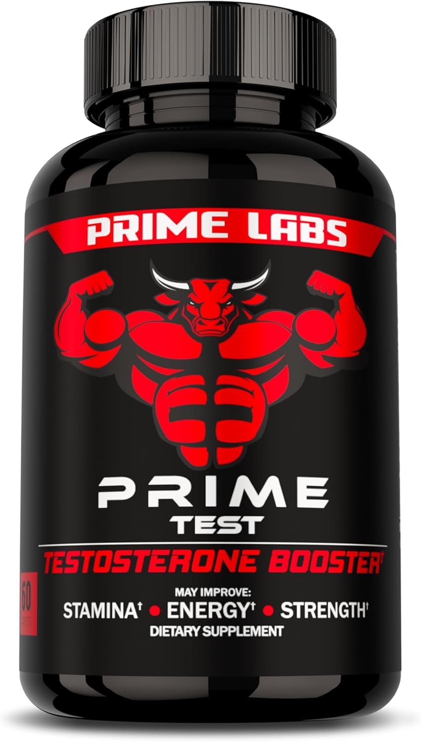 Prime Labs Prime Test Testosterone Booster for Men, Stamina Energy & Strength, 60 Caplets