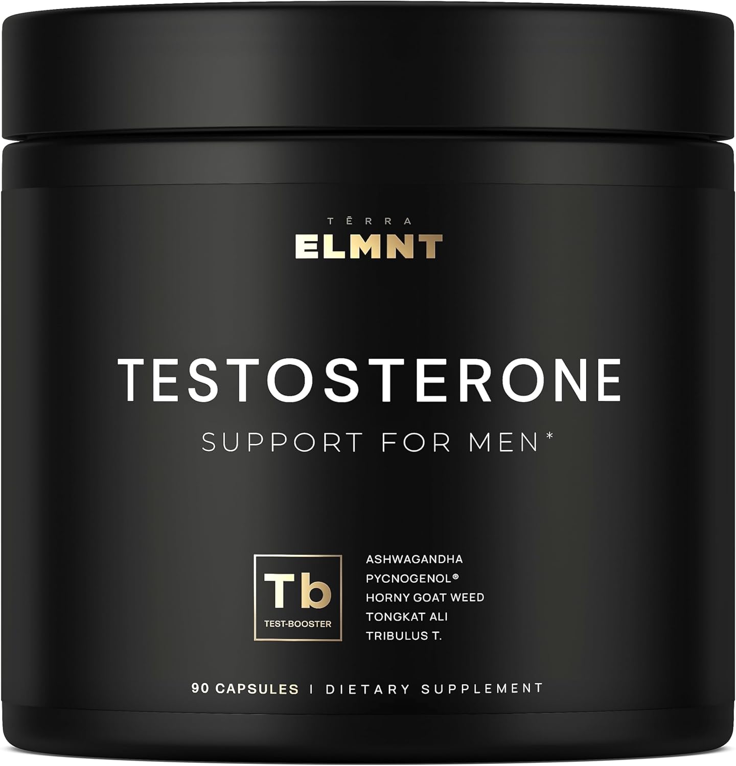 Terra ELMNT Testosterone Support for Men, Ashwagandha Tongkat Ali & Tribulus, 90 Capsules