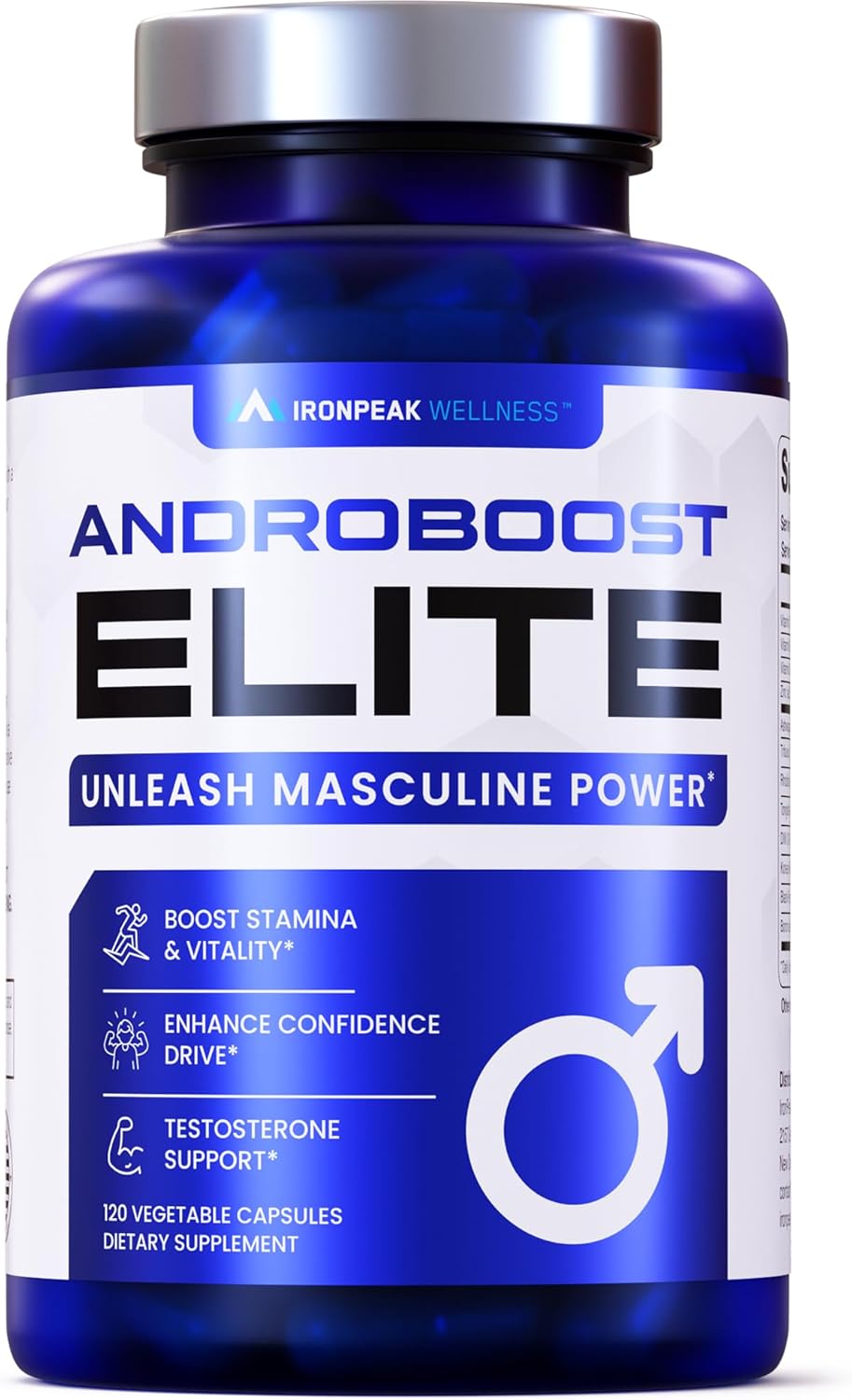 Ironpeak Wellness Androboost Elite Testosterone Support for Men, 120 Vegetable Capsules